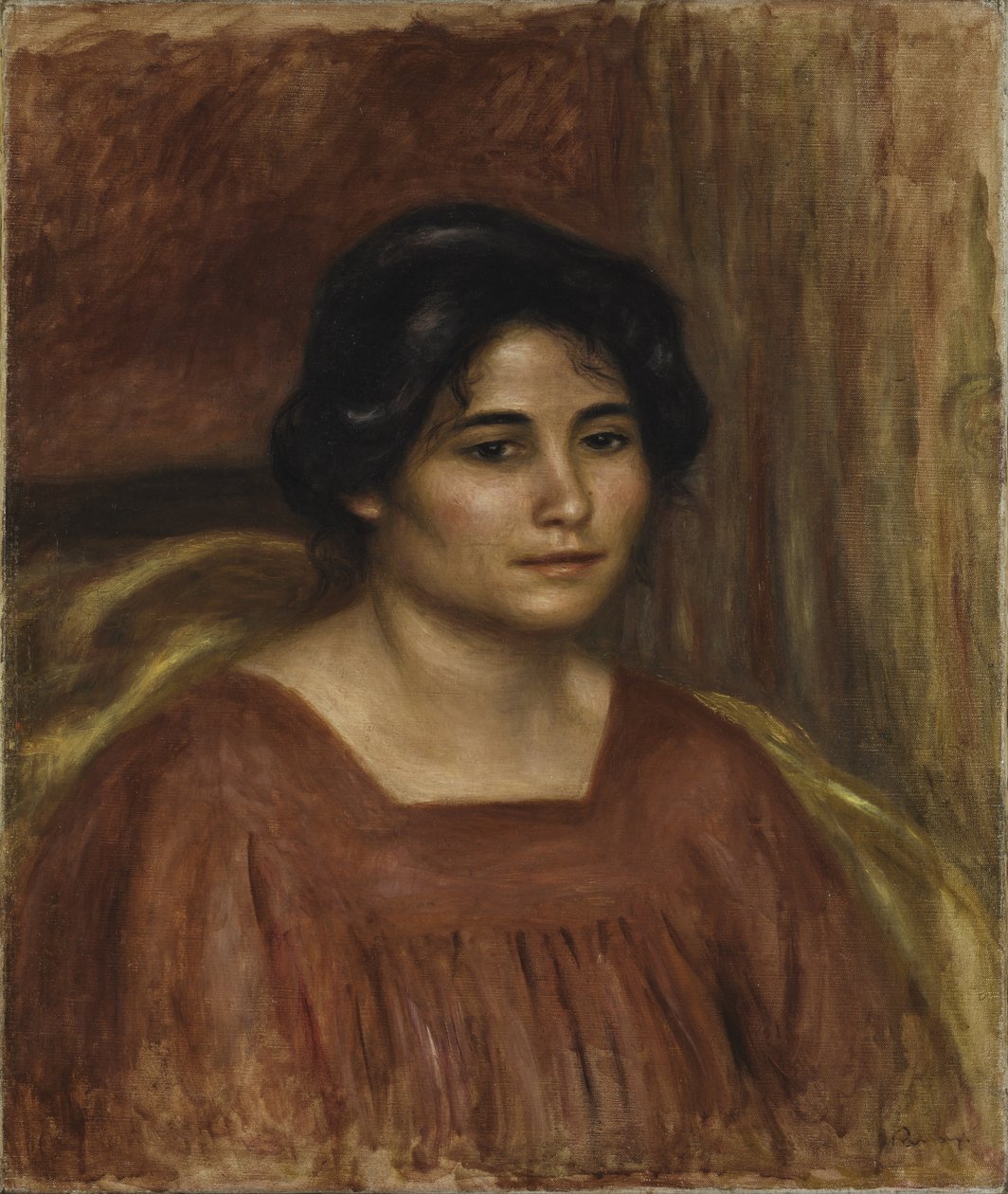 Gabrielle em um vestido vermelho, 1908 de Pierre Auguste Renoir