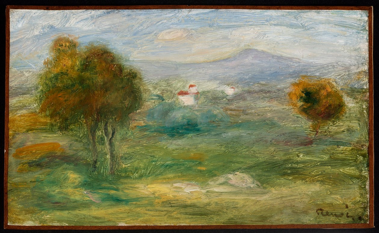 Paisagem com casas em Cagnes-sur-Mer de Pierre-Auguste Renoir