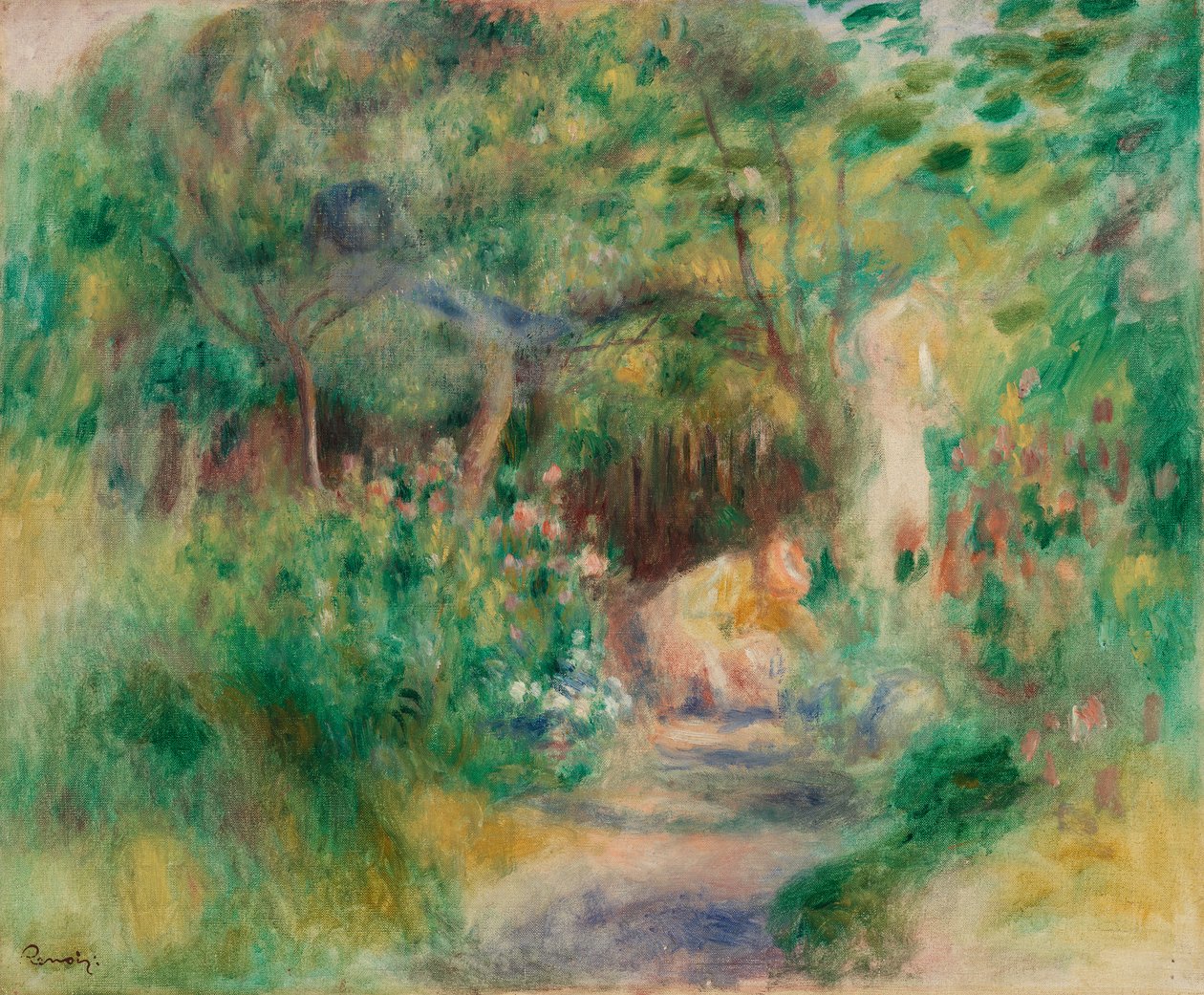 Paisagem com mulher jardinagem de Pierre-Auguste Renoir
