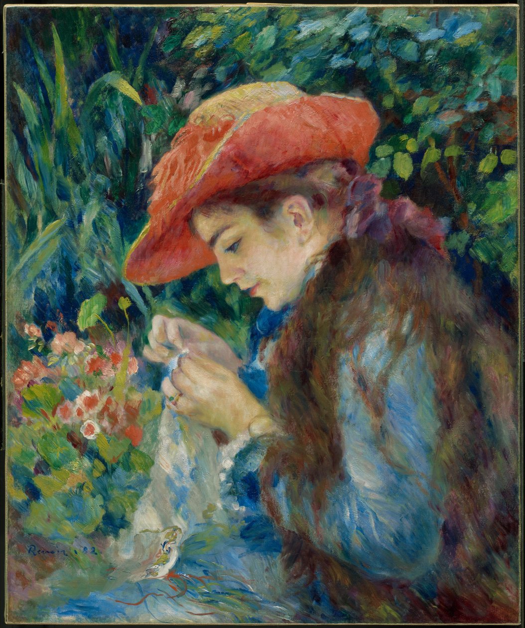 Marie-Thérèse Durand-Ruel a coser de Pierre-Auguste Renoir