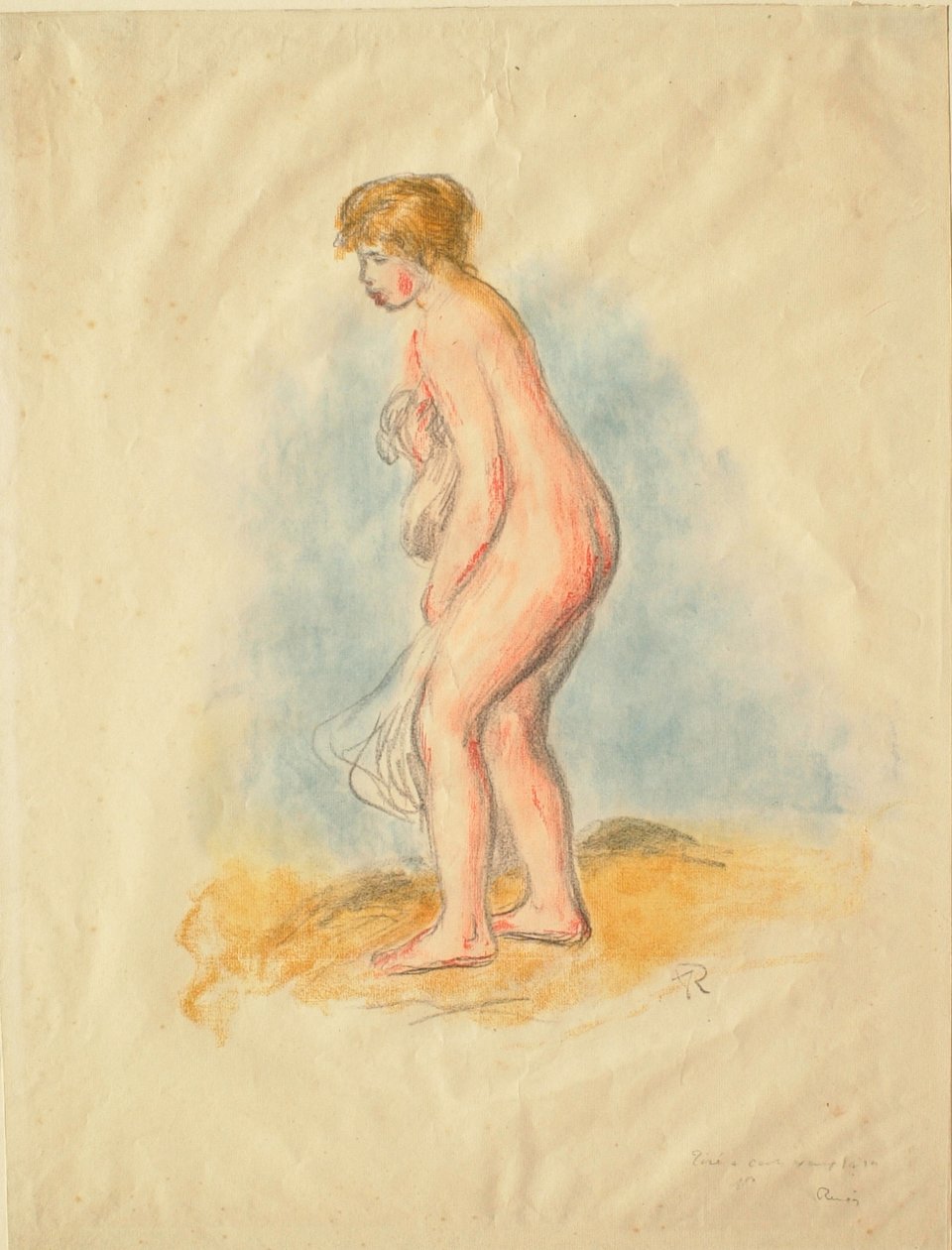 Stehende weibliche Badende de Pierre-Auguste Renoir