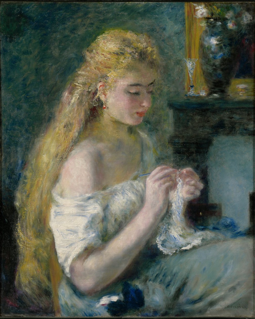 Mulher a fazer croché de Pierre-Auguste Renoir
