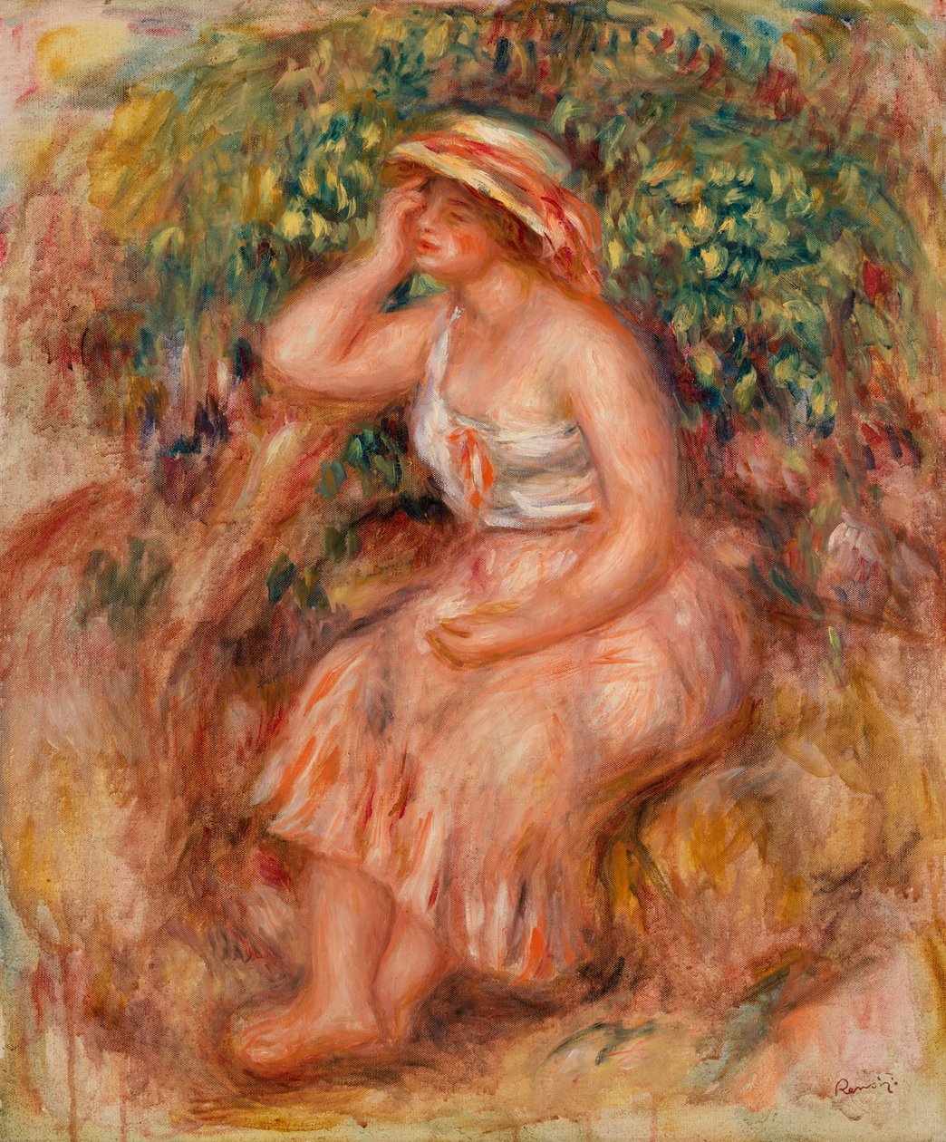 Mulher sonhando acordada de Pierre-Auguste Renoir