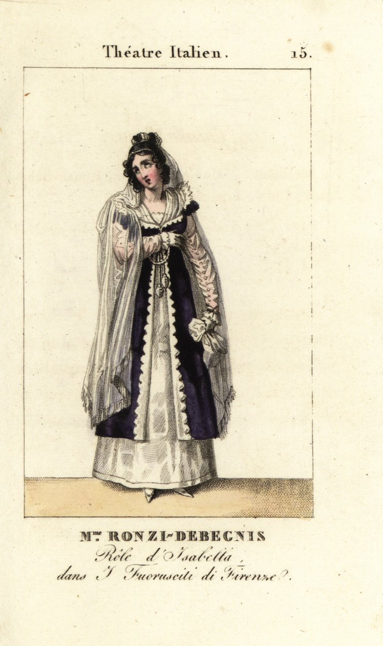 Mme. Ronzi-Debegnis in I Fuoruscit di Firenze, Theatre Italien, ,1819 (gravura) de Pierre Charles Baquoy