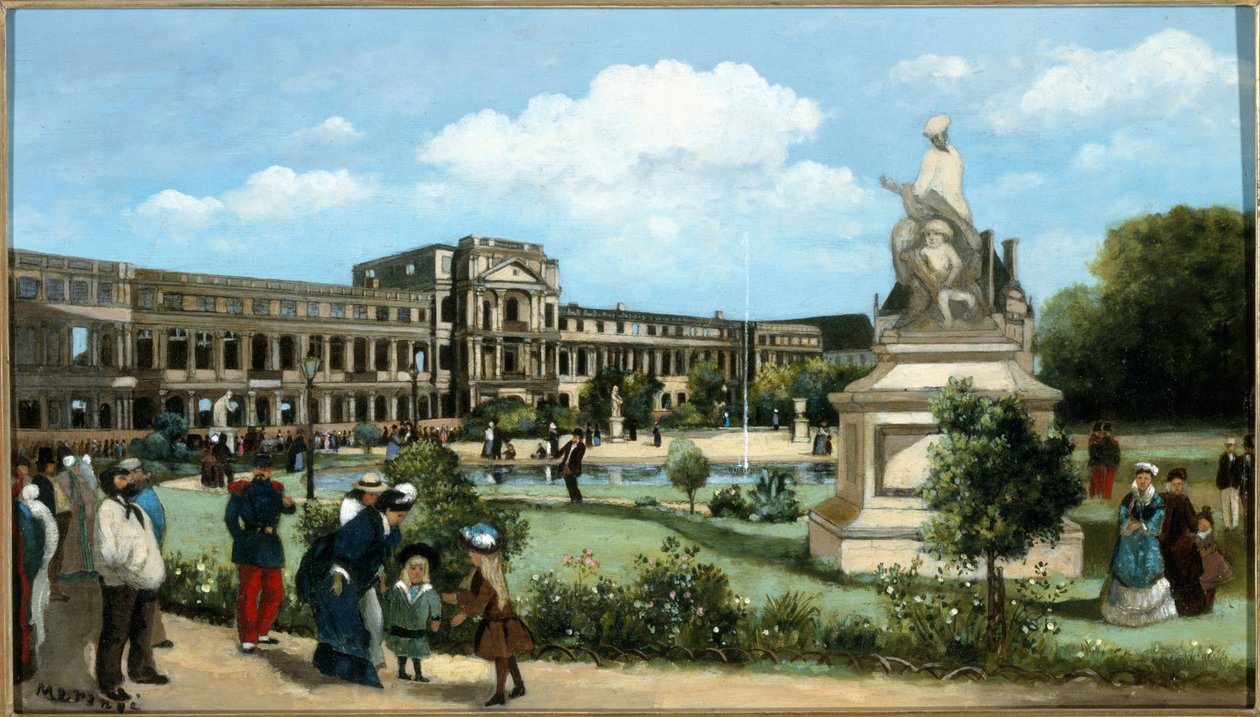 As ruínas do Palácio das Tulherias, após o incêndio de 1871, ca. 1880 (óleo sobre madeira) de Pierre François Marangé
