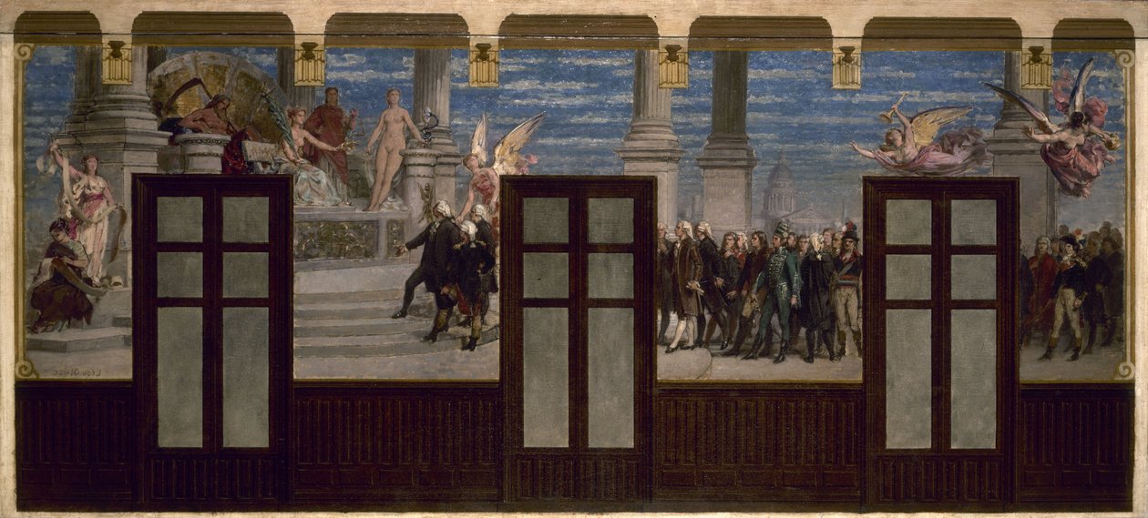 Esboço para a Câmara Municipal do 20º arrondissement: Os grandes homens da Revolução perante o Tribunal da Posteridade de Pierre Paul Lêon Glaize