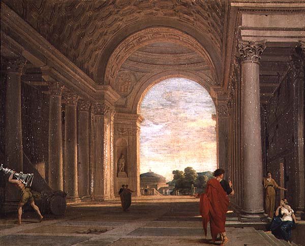 O interior de uma igreja em Roma (óleo sobre tela) de Pierre Lemaire