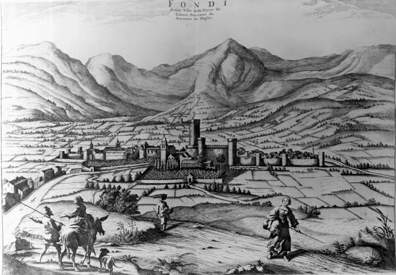 Cidade de Fondi, gravura de Pieter Mortier (1661-1711) do Nouveau Theatre de l