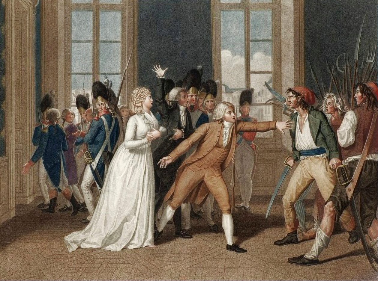 Journee du 20 juin 1792 au chateau des Tuileries in Paris - Devouement de Madame Elisabeth (Elisabeth Philippine Marie Helene de France dit Madame Elisabeth (1764-1794) - gravura de Pierre Bouillon (1776 - 1831) de Pierre (after) Bouillon