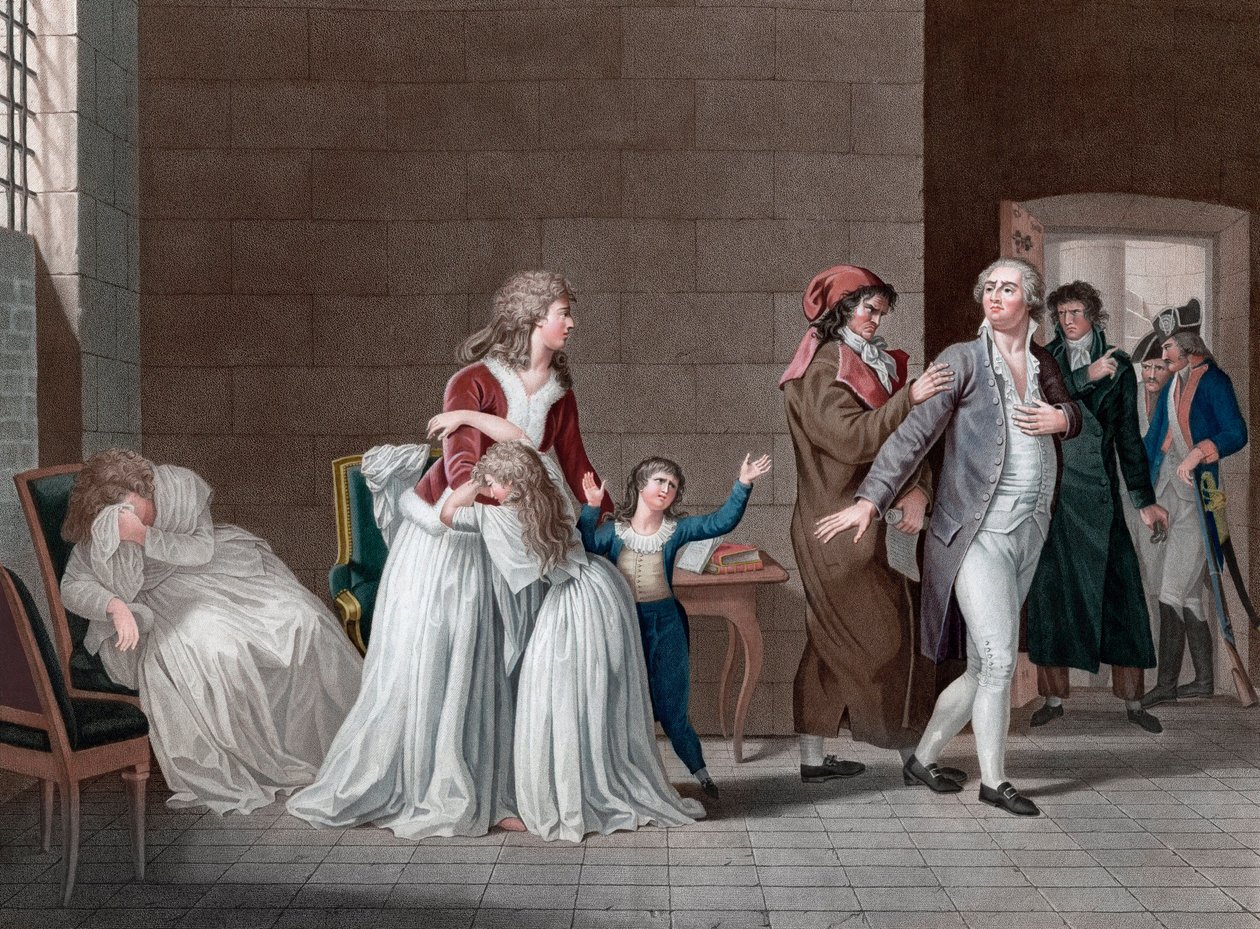 Separação do Rei Luís XVI de França (1754-1793, de sua família). Paris, prisão do Templo, em 20 de janeiro de Pierre (after) Bouillon