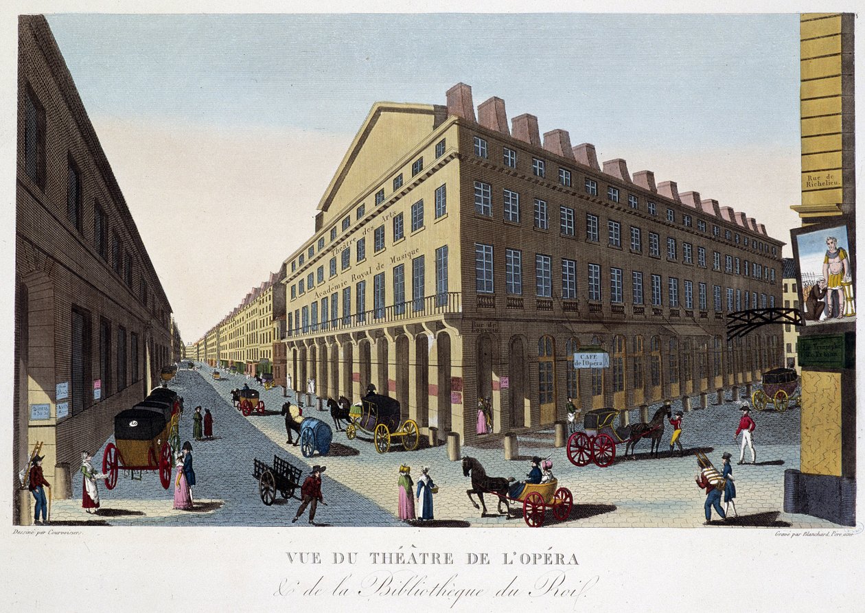 Vista do teatro da ópera (Comédie Française) e da biblioteca do rei - em "Vues de Paris" de Courvoisier de Pierre (after) Courvoisier