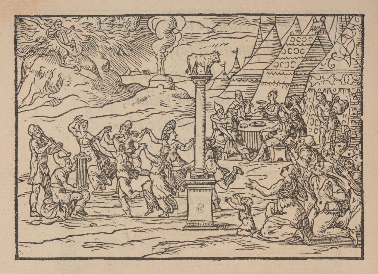 Adoração do Bezerro de Ouro, de Figure de la Biblia, ilustra de stanze Tuscane, por Gabriel Simeoni de Pierre (attr. to) Eskrich
