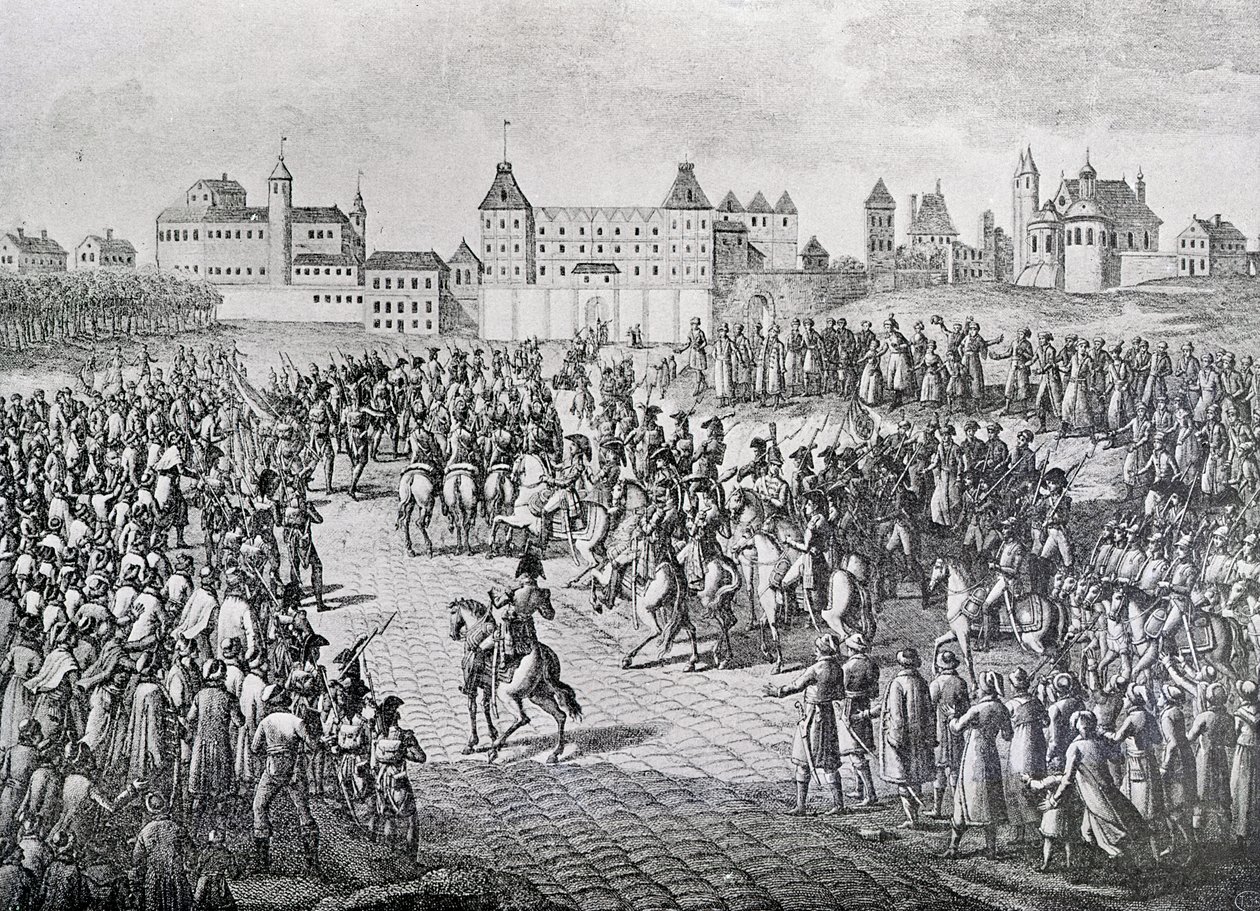 Entrada Triunfante dos Franceses em Varsóvia, 28 de novembro de 1806 de Pierre Adrien Le Beau