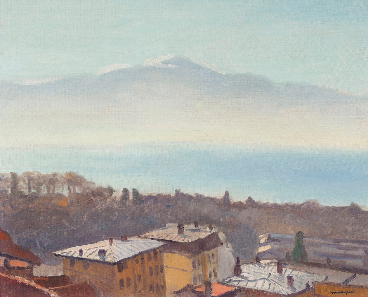 Os telhados de Ouchy e do Lago Genebra, 1936. de Albert Marquet