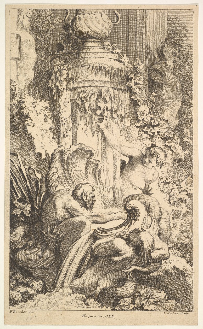 Naiades, Tritons e o Banho de Priap, 1736. de Pierre Alexandre Aveline