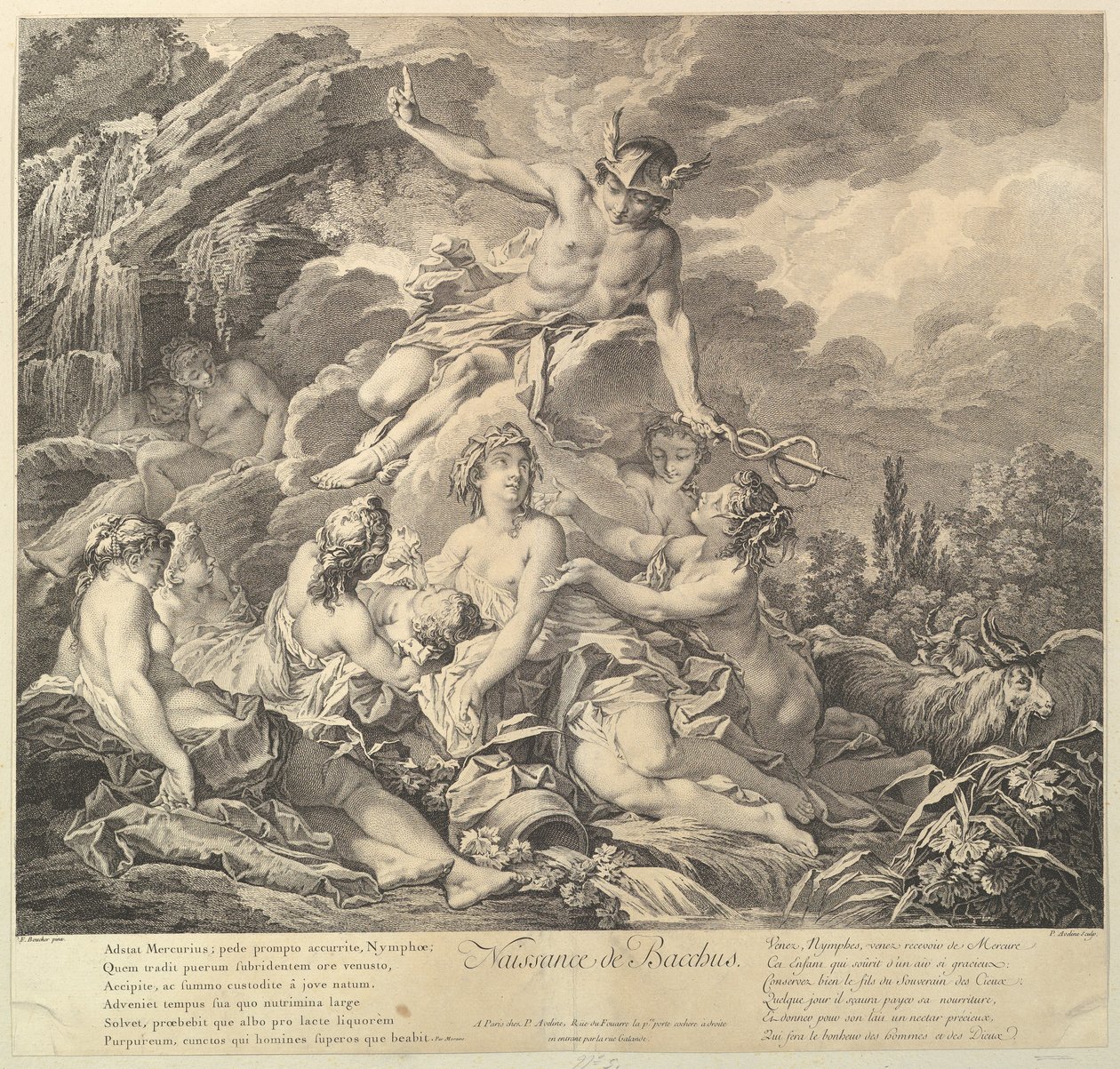 Naissance de Bacchus Nascimento de Baco, século XVIII. de Pierre Alexandre Aveline