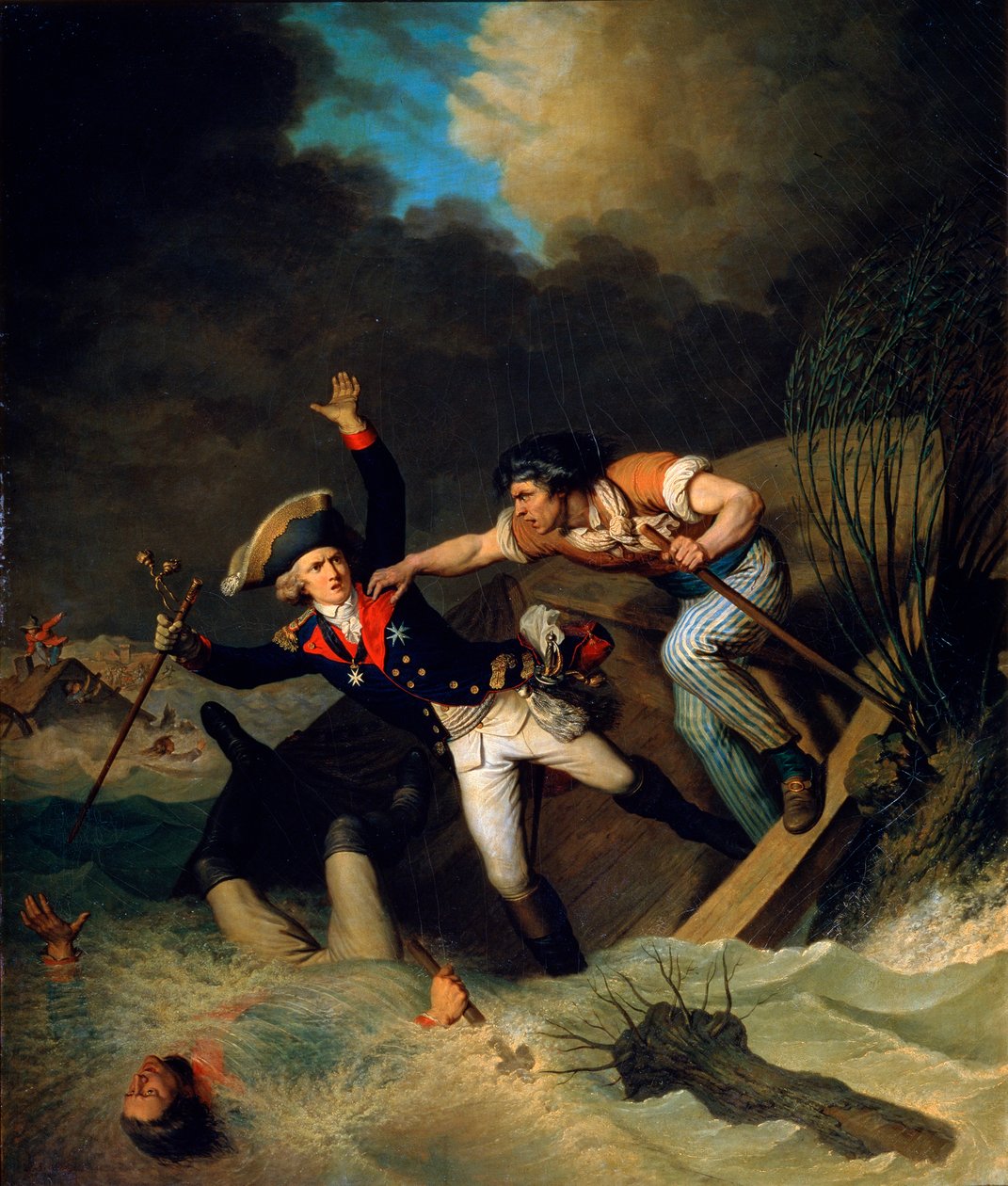 A morte do duque Leopoldo de Brunswick durante uma inundação em Brunswick, Alemanha, 1785 de Pierre Alexandre Wille