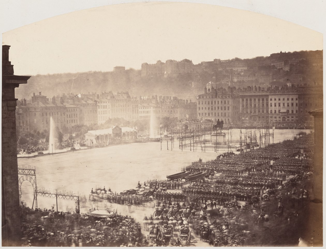 Assembleia das tropas de Napoleão III, Place Bellecour de Lyon, 1860 (foto) de Pierre Ambroise Richebourg