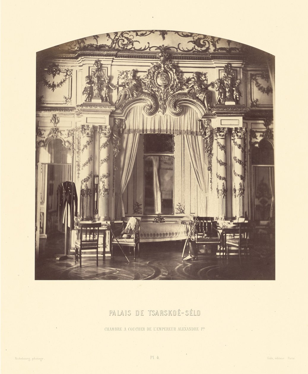 Palácio de Tsarskoe-Selo, quarto do imperador Alexandre I de Pierre Ambrose Richebourg