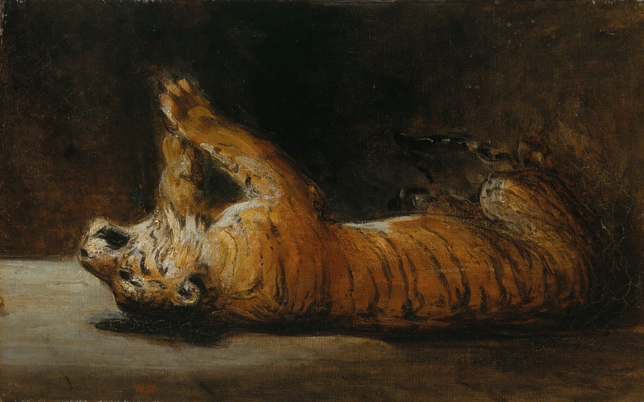 Tigre a brincar (óleo sobre tela) de Pierre Andrieu