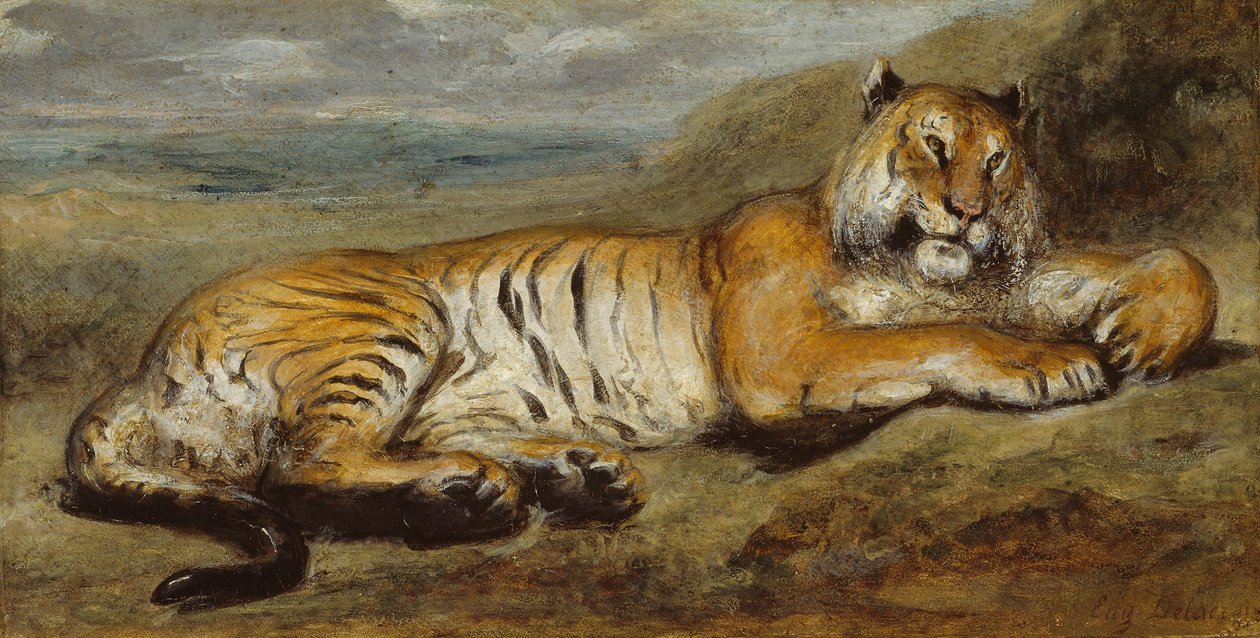 Descanso do tigre, c.1830 de Pierre Andrieu