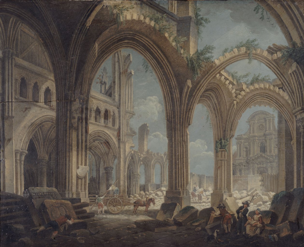 Demolição da igreja de Saint-Jean-en-Greve, c.1800 (óleo sobre tela) de Pierre Antoine Demachy