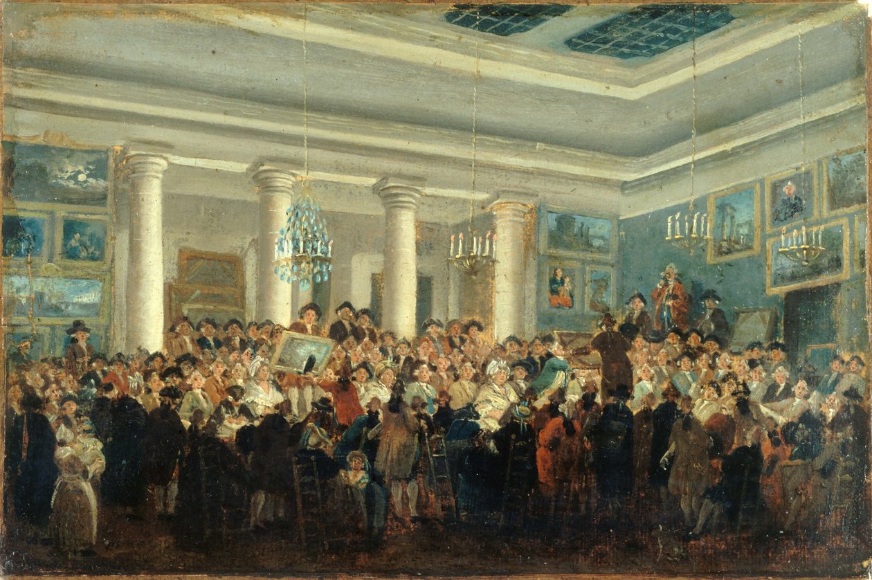 Venda pública de pinturas, cerca de 1785 (óleo sobre tela) de Pierre Antoine Demachy