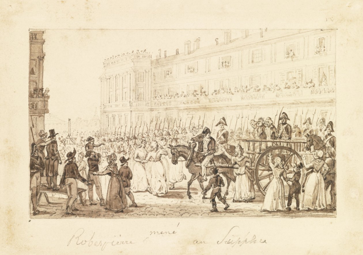 Robespierre e seus cúmplices sendo conduzidos à sua execução, 1794 de Pierre Antoine Demachy