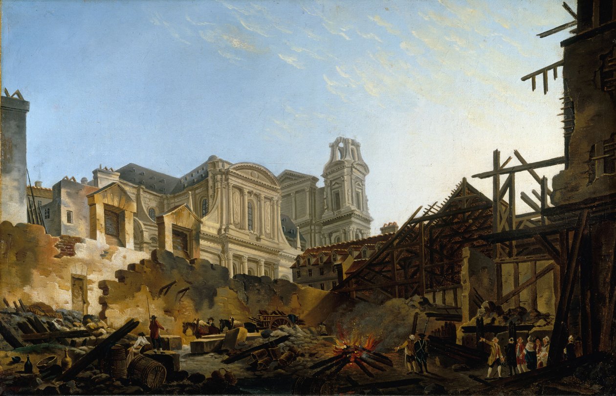 A Foire Saint-Germain após o incêndio da noite de 16 para 17 de março de 1762, c.1762 (óleo sobre tela) de Pierre Antoine Demachy