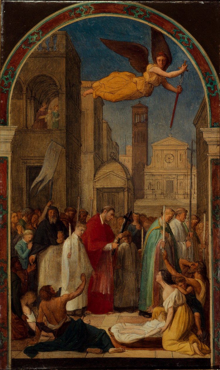 Procissão de São Carlos Borromeo durante a praga de Milão, 1861. de Pierre Auguste Pichon