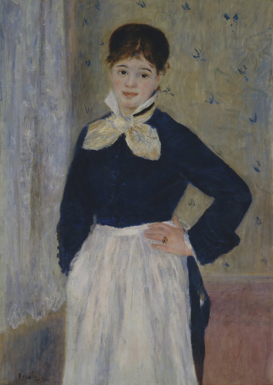 Uma garçonete no restaurante Duvals, ca. 1875 de Pierre Auguste Renoir
