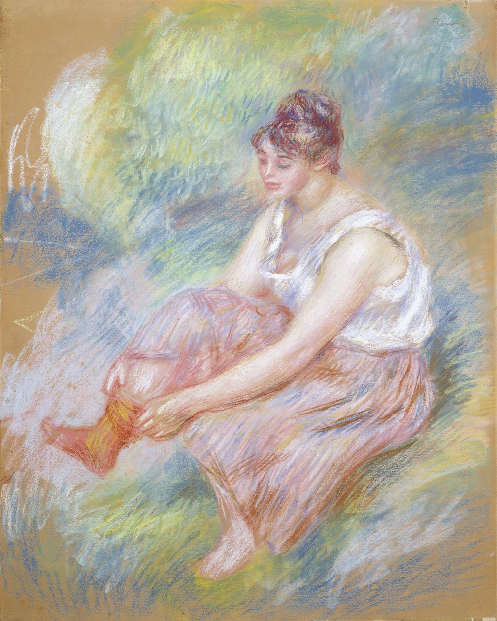Depois do banho, c.1890 (pastel sobre papel) de Pierre Auguste Renoir