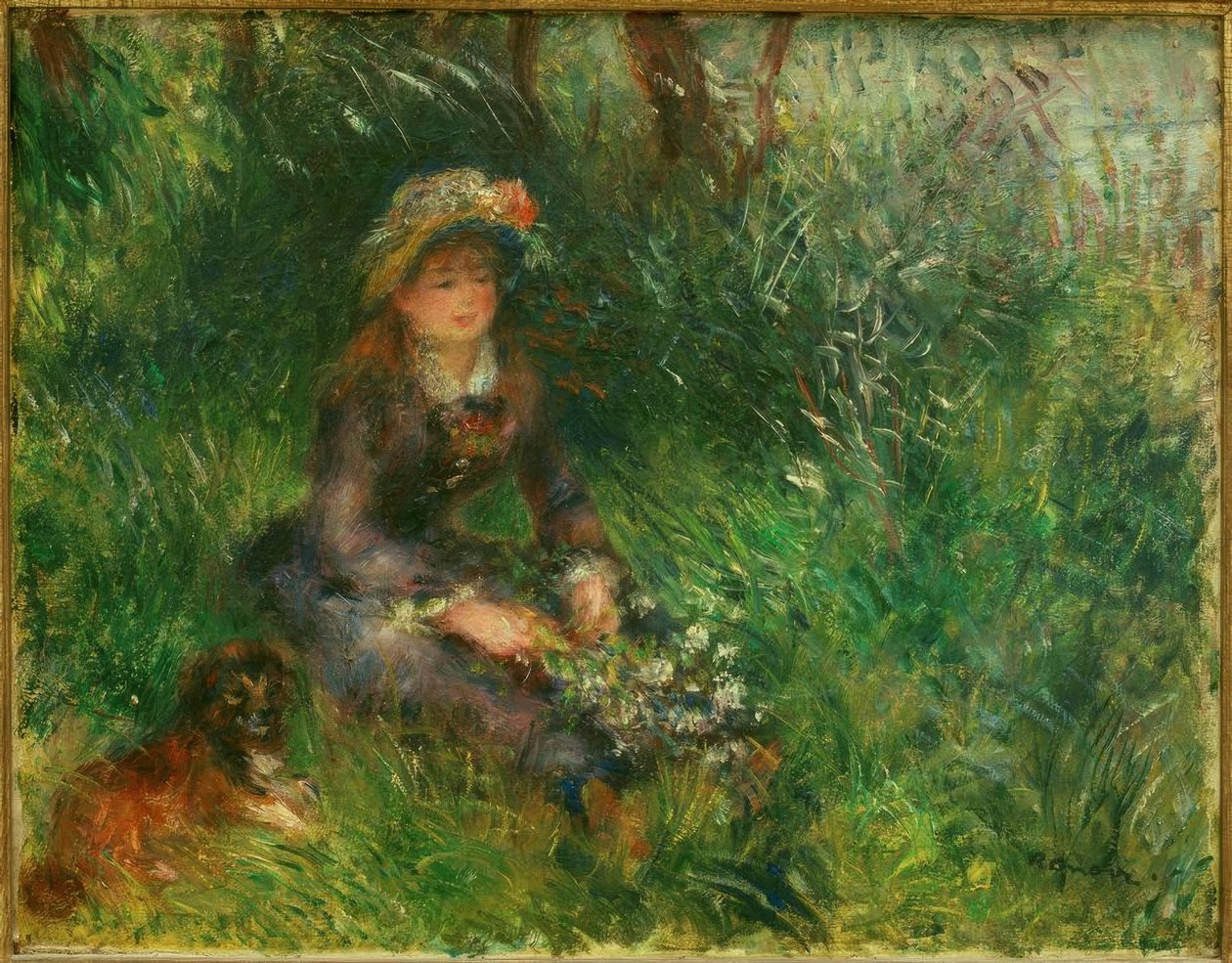 Aline Charigot com o cachorro de Pierre Auguste Renoir
