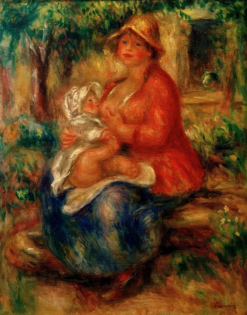 Aline Renoir enquanto cuida de seu filho de Pierre Auguste Renoir