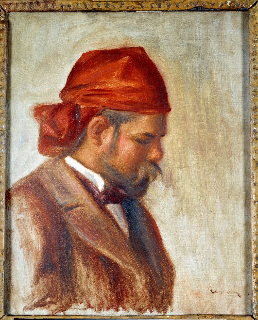 Ambroise Vollard (1868-1939) com um lenço vermelho, comerciante de quadros, de Pierre Auguste Renoir (1841-1919), cerca de 1899 de Pierre Auguste Renoir