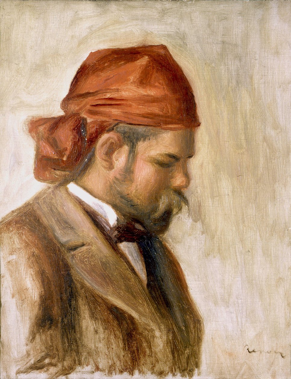 Ambroise Vollard em uma bandana vermelha de Pierre Auguste Renoir
