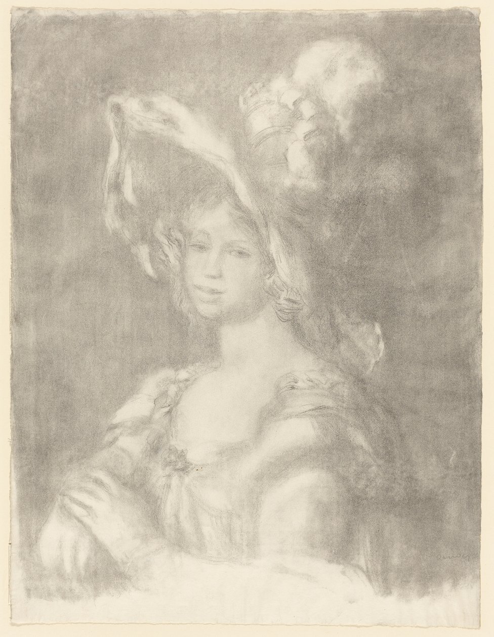 Amélie Laurent Dieterlé, c.1899 (litografia sobre papel de almaço branco) de Pierre Auguste Renoir