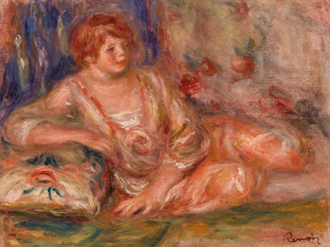 Andrée em Pink, Reclining de Pierre Auguste Renoir