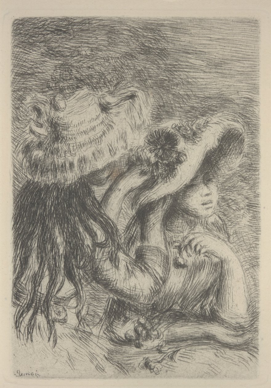 Arranjando o Chapéu de Pierre Auguste Renoir
