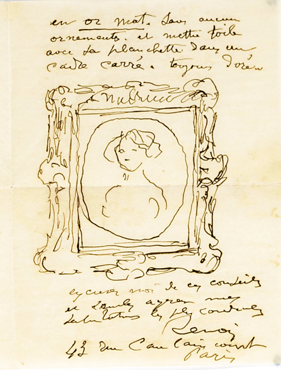 Carta de autógrafos assinada ao Dr. Fritz Thurneyssen, Paris e Les Collettes, 24 de junho de 1908 de Pierre Auguste Renoir