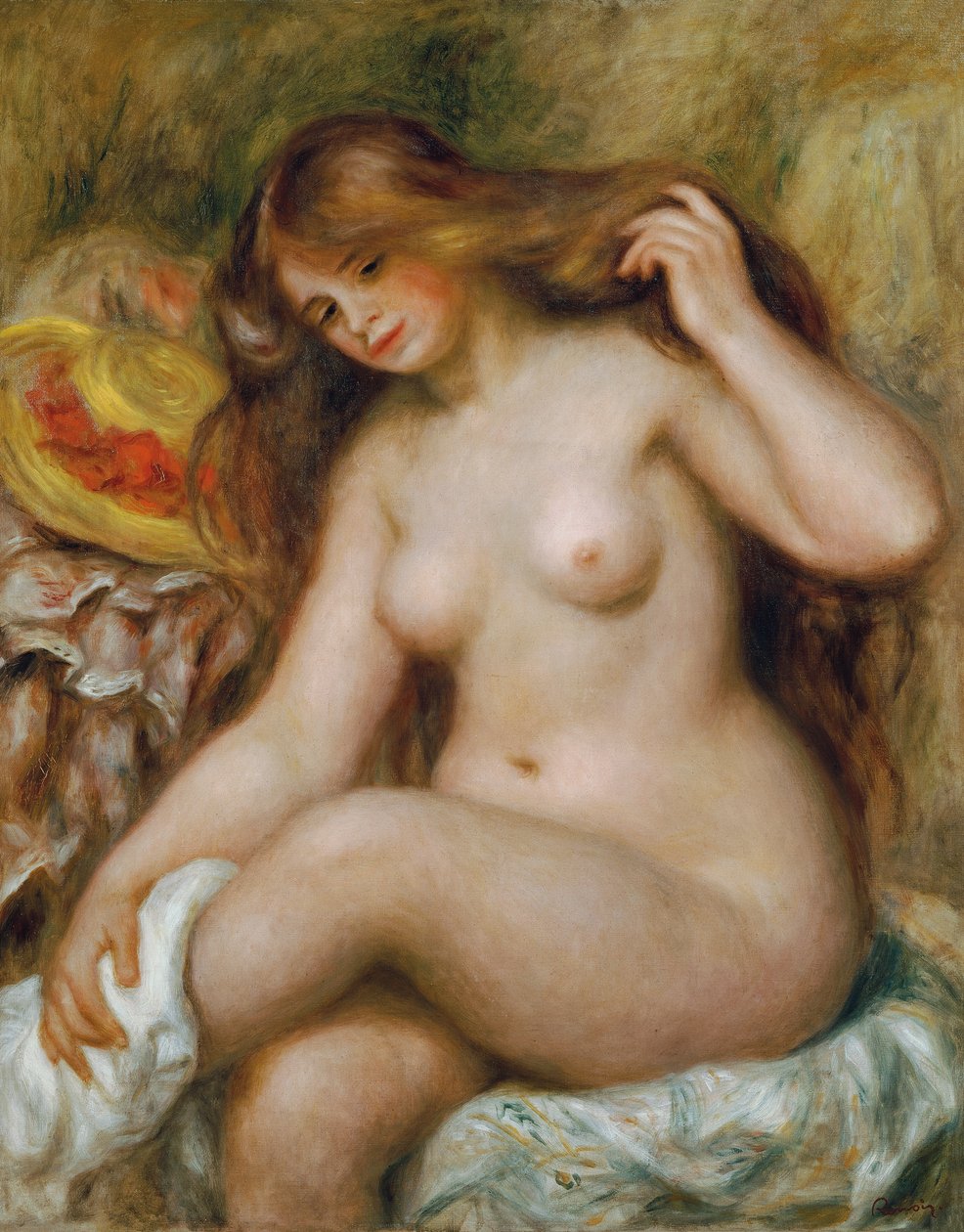 Banhistas com cabelos loiros e soltos de Pierre Auguste Renoir
