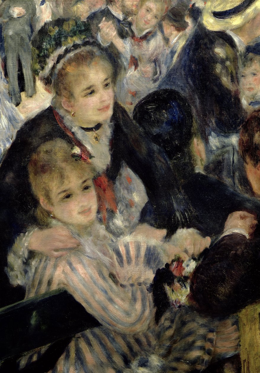 Bola no Moulin de la Galette, detalhe de duas mulheres sentadas, 1876 óleo sobre tela detalhe de 36481 de Pierre Auguste Renoir