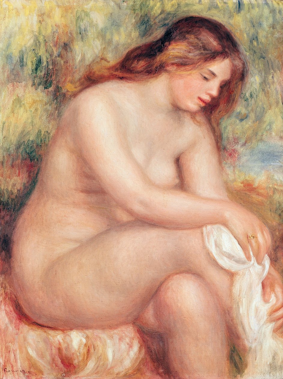 Bather Secar-se, c.1910 de Pierre Auguste Renoir