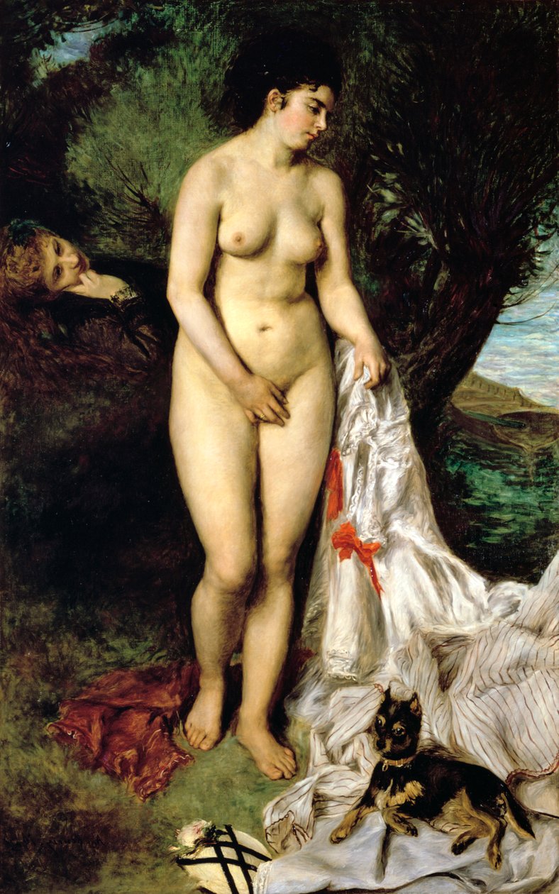 Banhista La Baigneuse au griffon, 1870 de Pierre Auguste Renoir