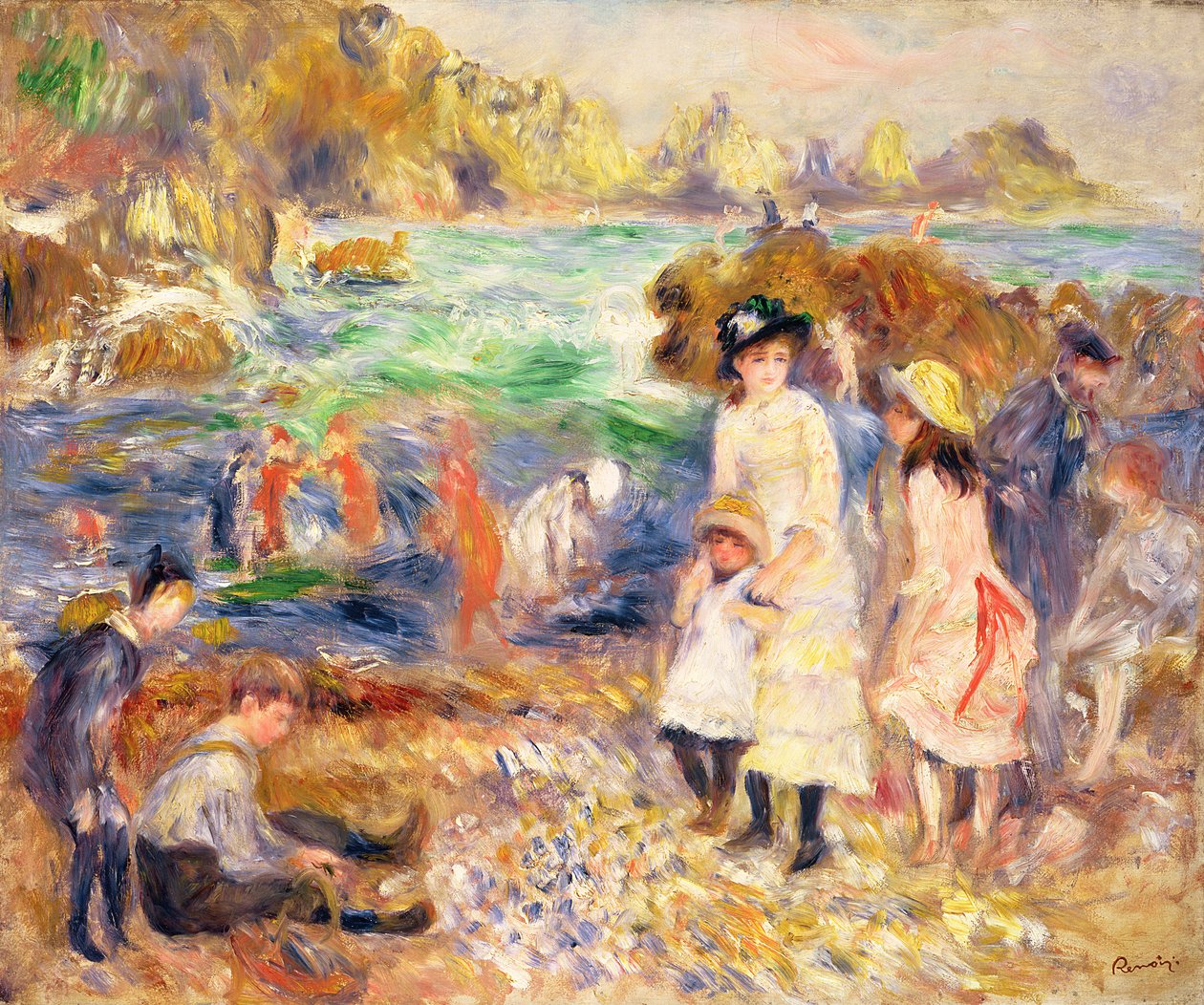 Beach Scene, Guernsey 1883 (óleo sobre tela) de Pierre Auguste Renoir