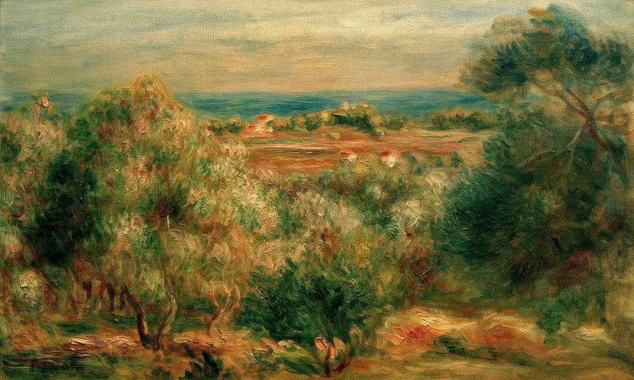 Vista de Haut-Cagnes para o mar de Pierre Auguste Renoir