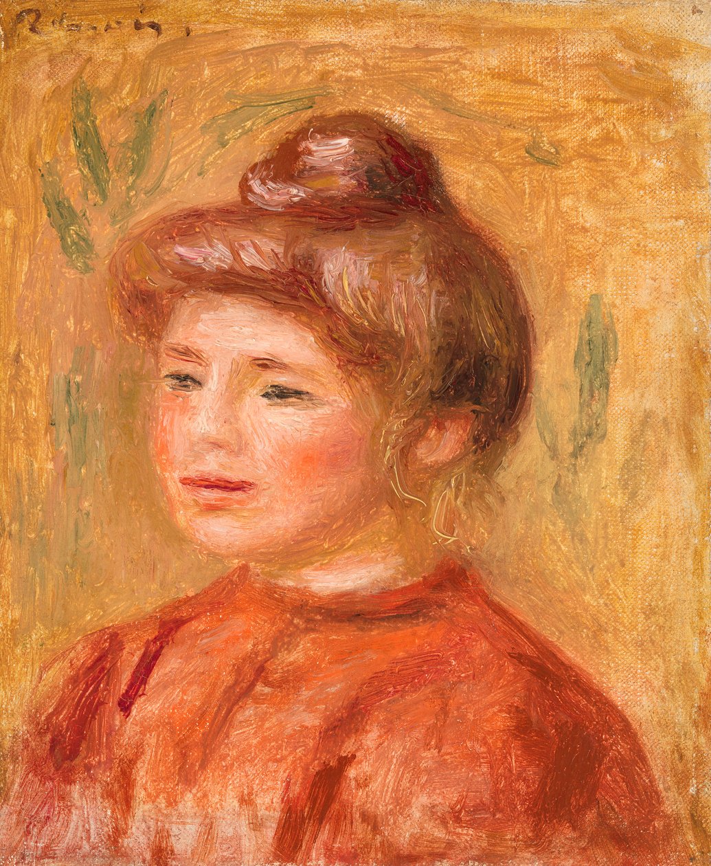 busto de mulher de vermelho de Pierre Auguste Renoir