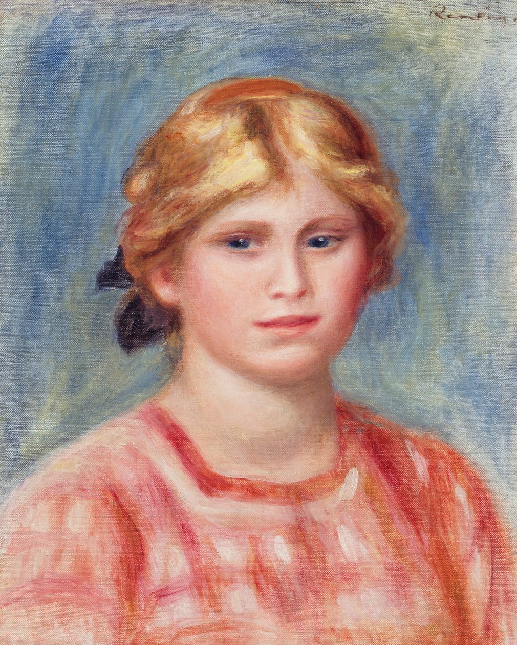 Busto de uma mulher com uma blusa de cor rosa, 1905 de Pierre Auguste Renoir