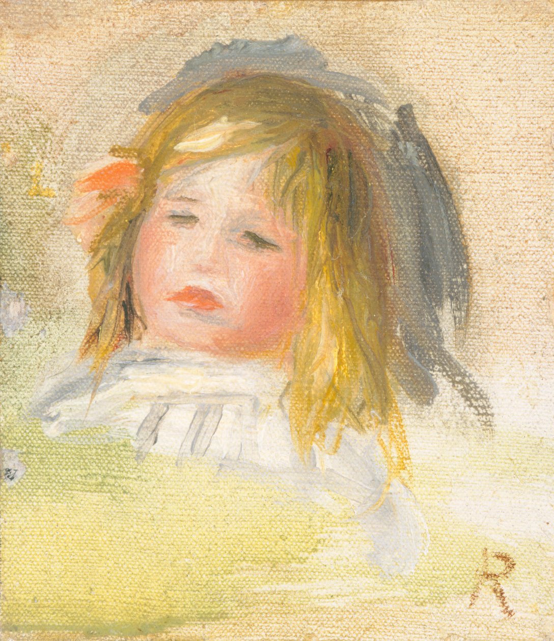 Criança com cabelo loiro, 18951900. de Pierre Auguste Renoir