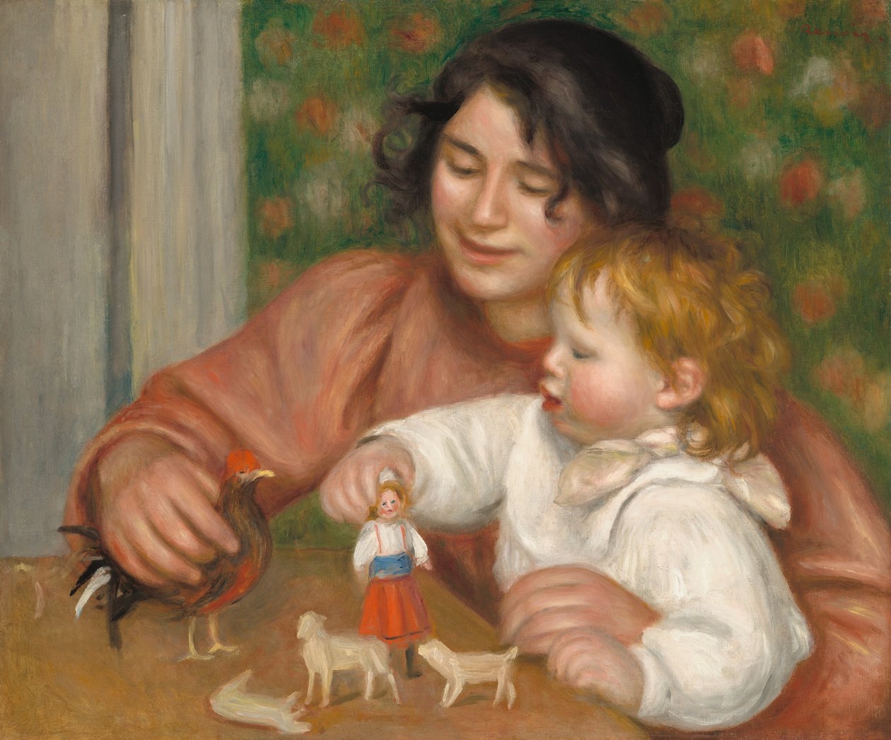 Criança com Brinquedos - Gabrielle e o Filho do Artista, Jean, 1895-1896. de Pierre Auguste Renoir
